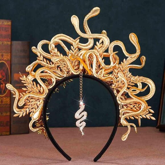 Medusa Snake Headband Gold Halloween Costume Accessory Greek Goddess main image 7